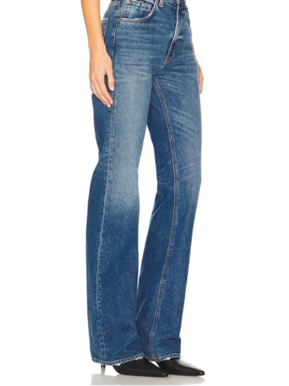 GRLFRND Melanie High Rise Boot Cut Jeans in Lovers Lane Size 28